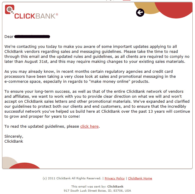 Clickbank Vendor Promotional Messaging Guidelines
